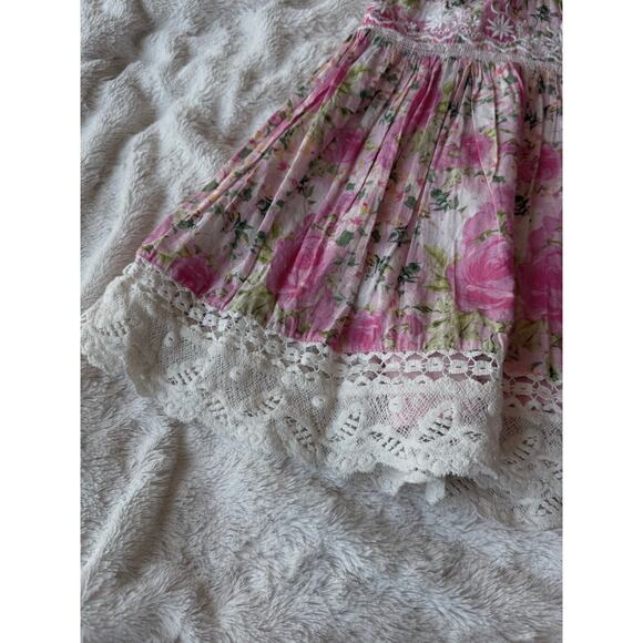 LoveShackFancy 🌷 Cottagecore Pink Floral Embroidered Lace Rare Midi Dress sz 0 - Picture 8 of 15